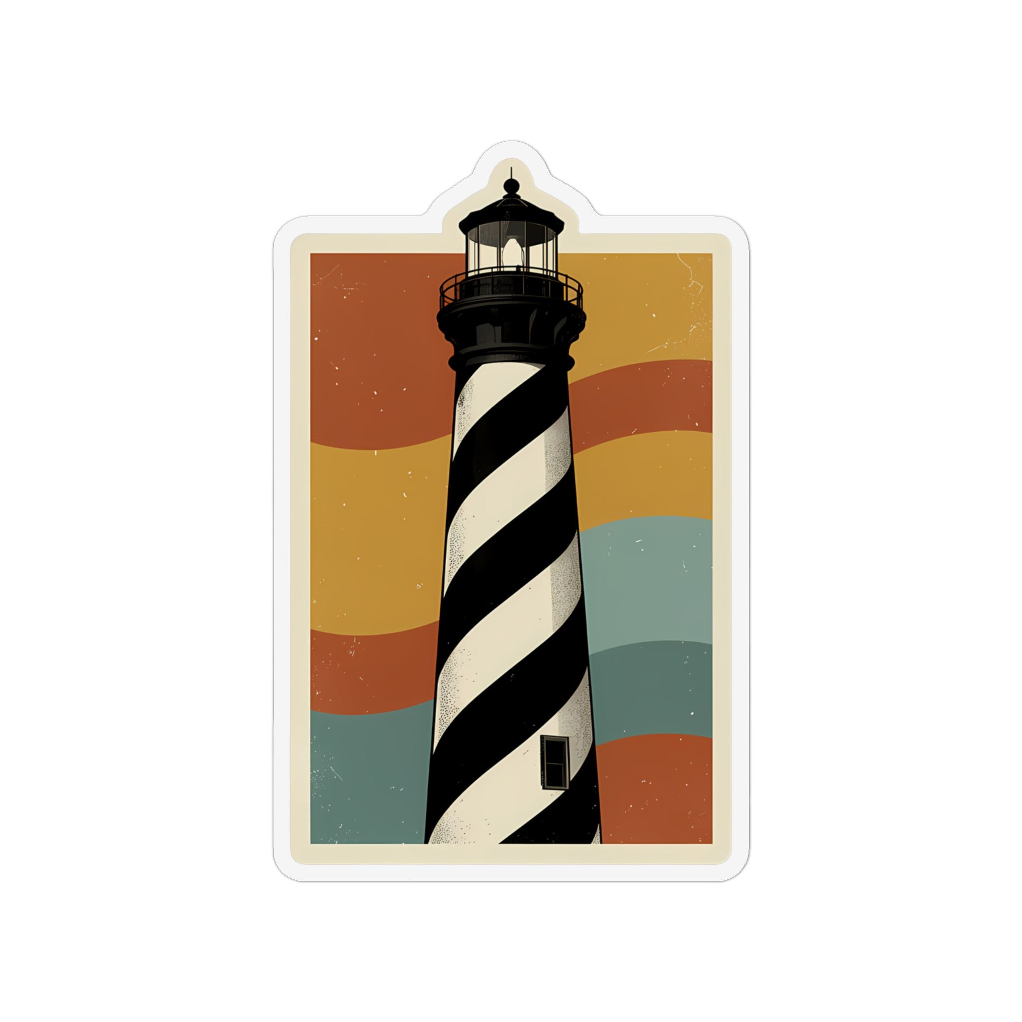 Lighthouse Retro Waves Magnet — Vintage Nautical Refrigerator Magnet