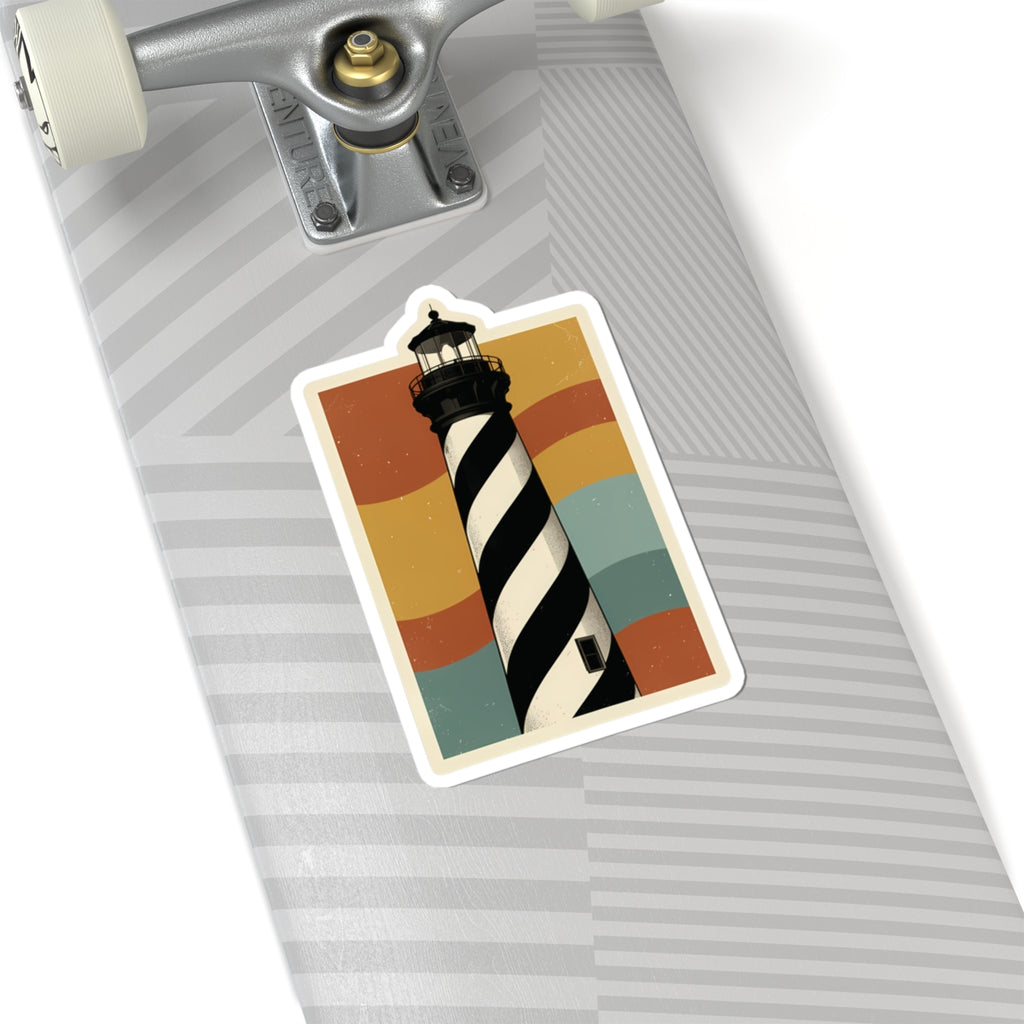 Vintage Cape Hatteras Lighthouse Sticker — Retro Coastal Kiss-Cut Vinyl Decal