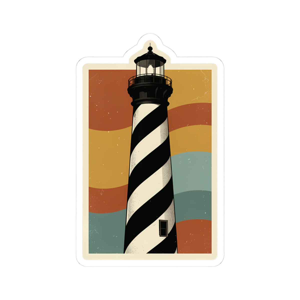 Vintage Cape Hatteras Lighthouse Sticker — Retro Coastal Kiss-Cut Vinyl Decal