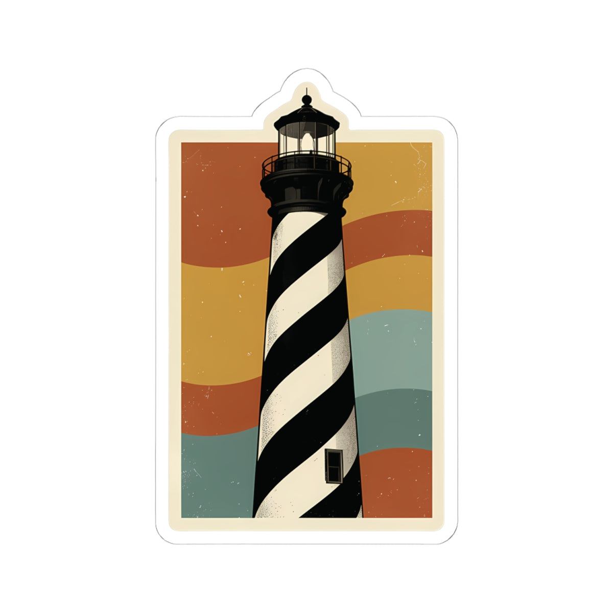 Vintage Cape Hatteras Lighthouse Sticker — Retro Coastal Kiss-Cut Vinyl Decal