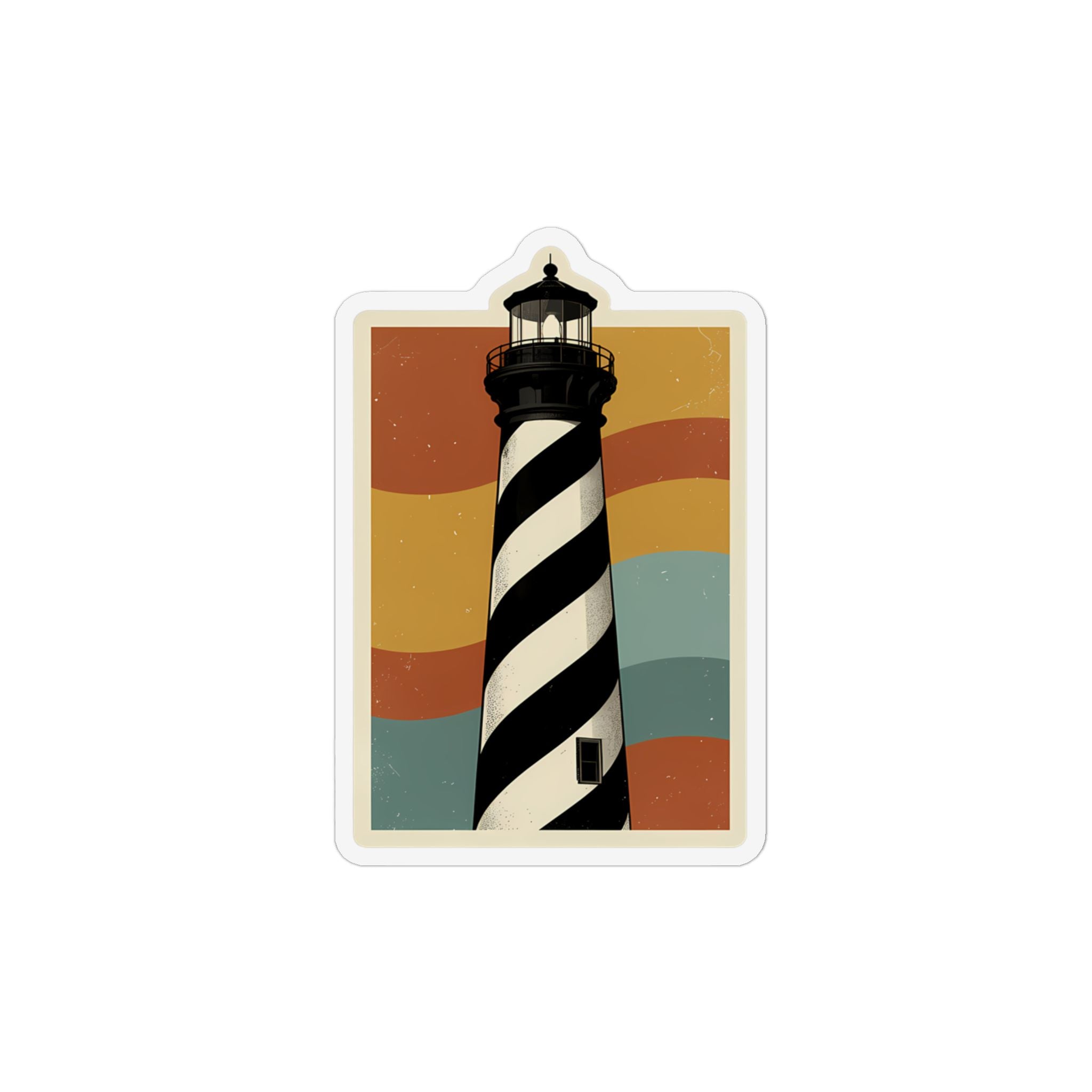 Lighthouse Retro Waves Magnet — Vintage Nautical Refrigerator Magnet